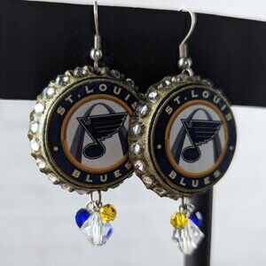 St. Louis Blues Hockey Bottle Cap Earrings